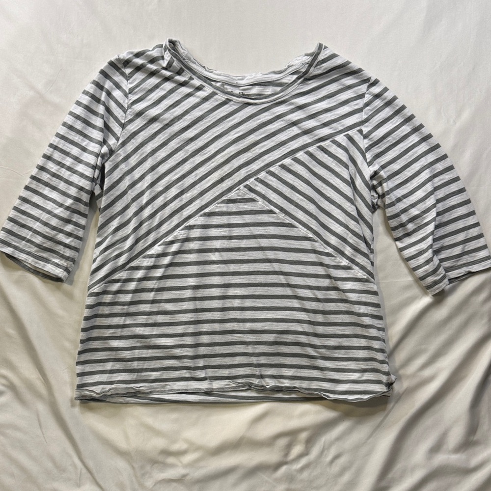 Coral Bay Women's Gray Striped Long Sleeve Top